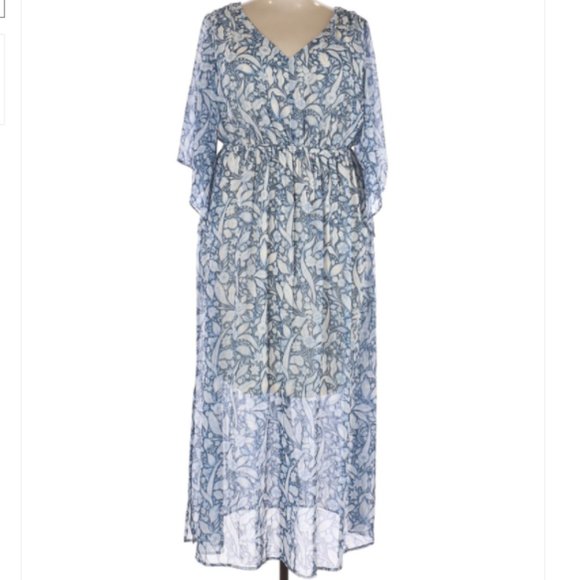 Lane Bryant Dresses & Skirts - Lane Bryant Blue|White Floral V Neck Dress
